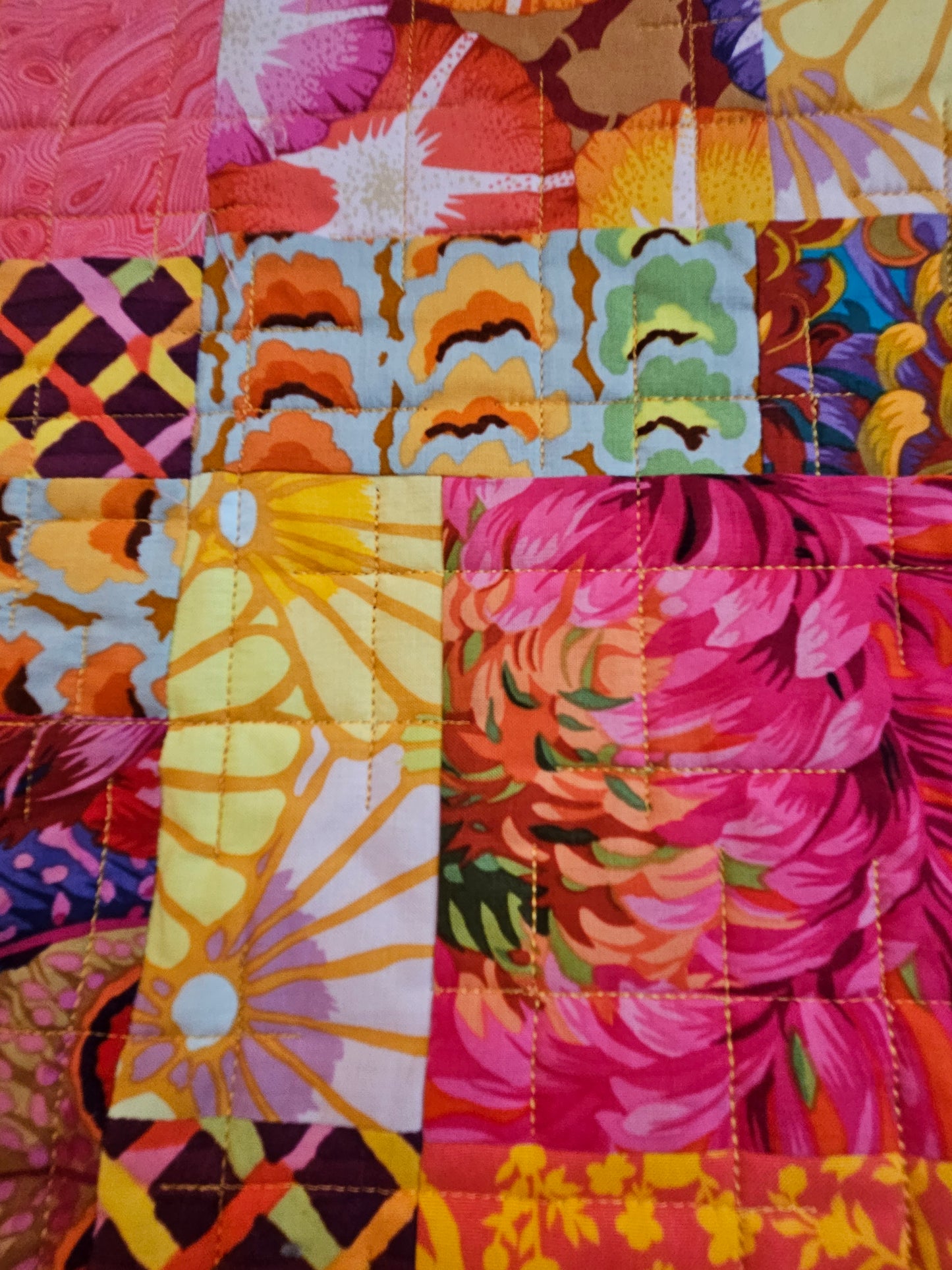 close up of Kaffe fabrics