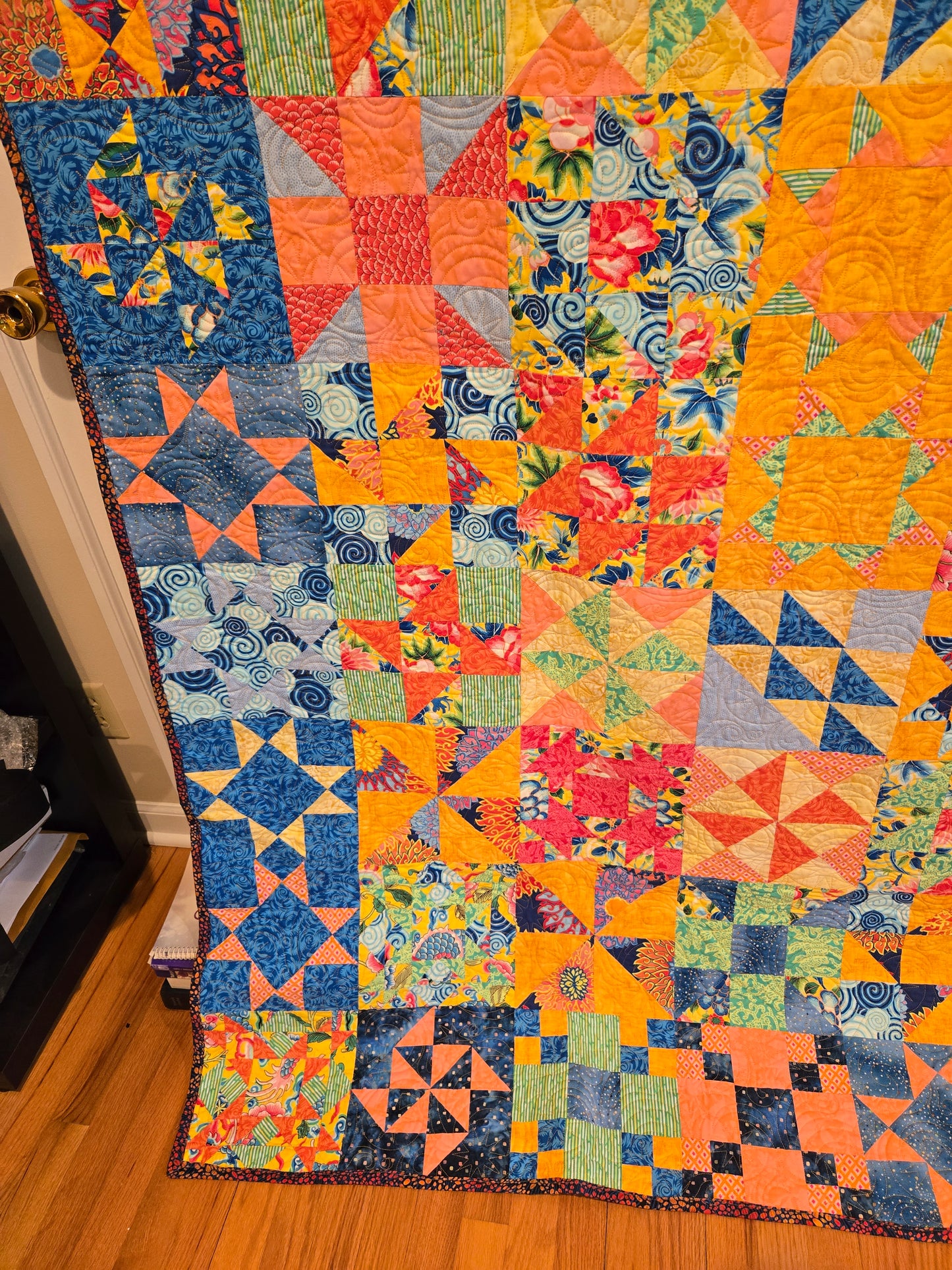 Close up of one of the corners of the quilt.