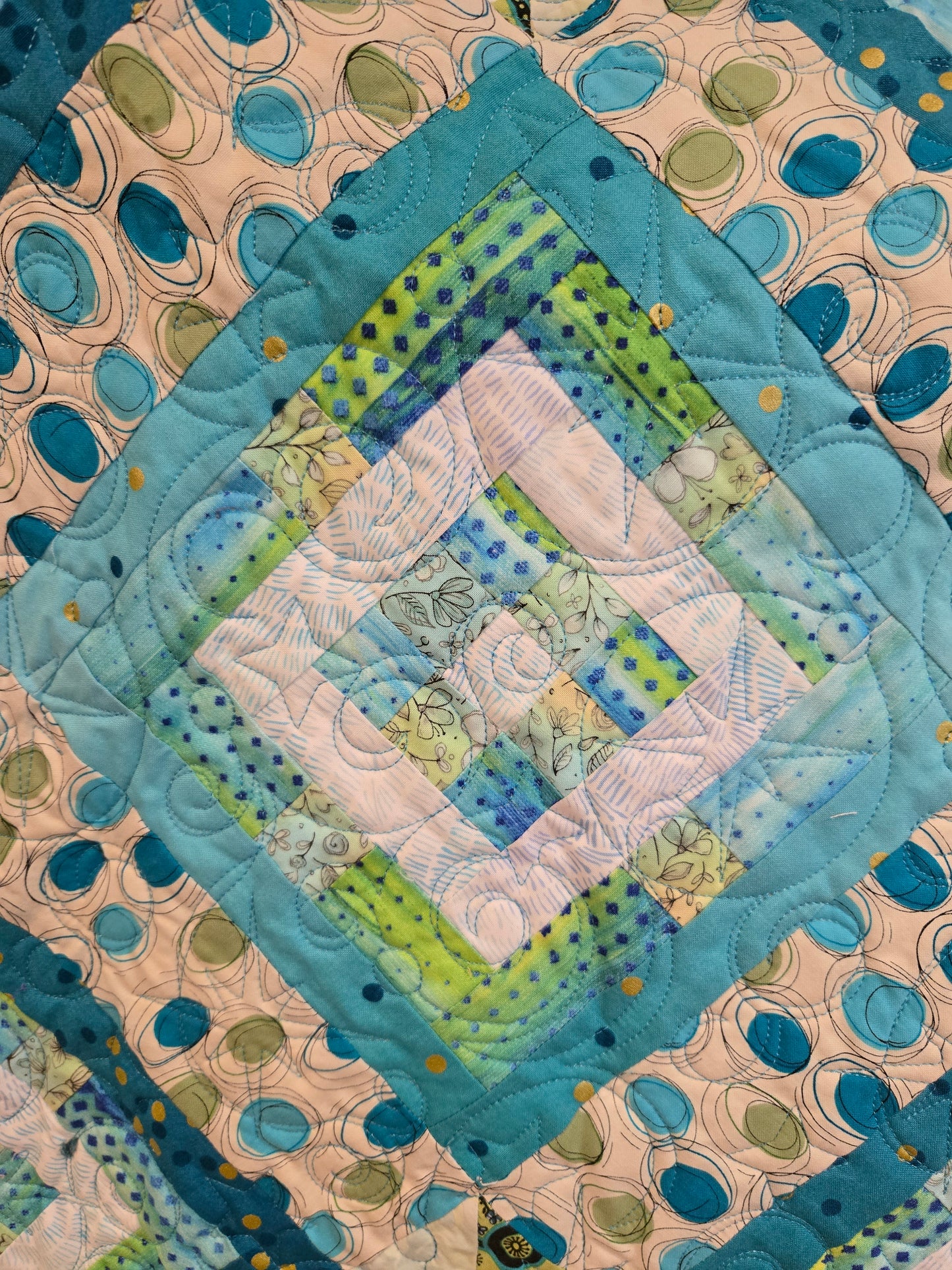 patchwork using light teal